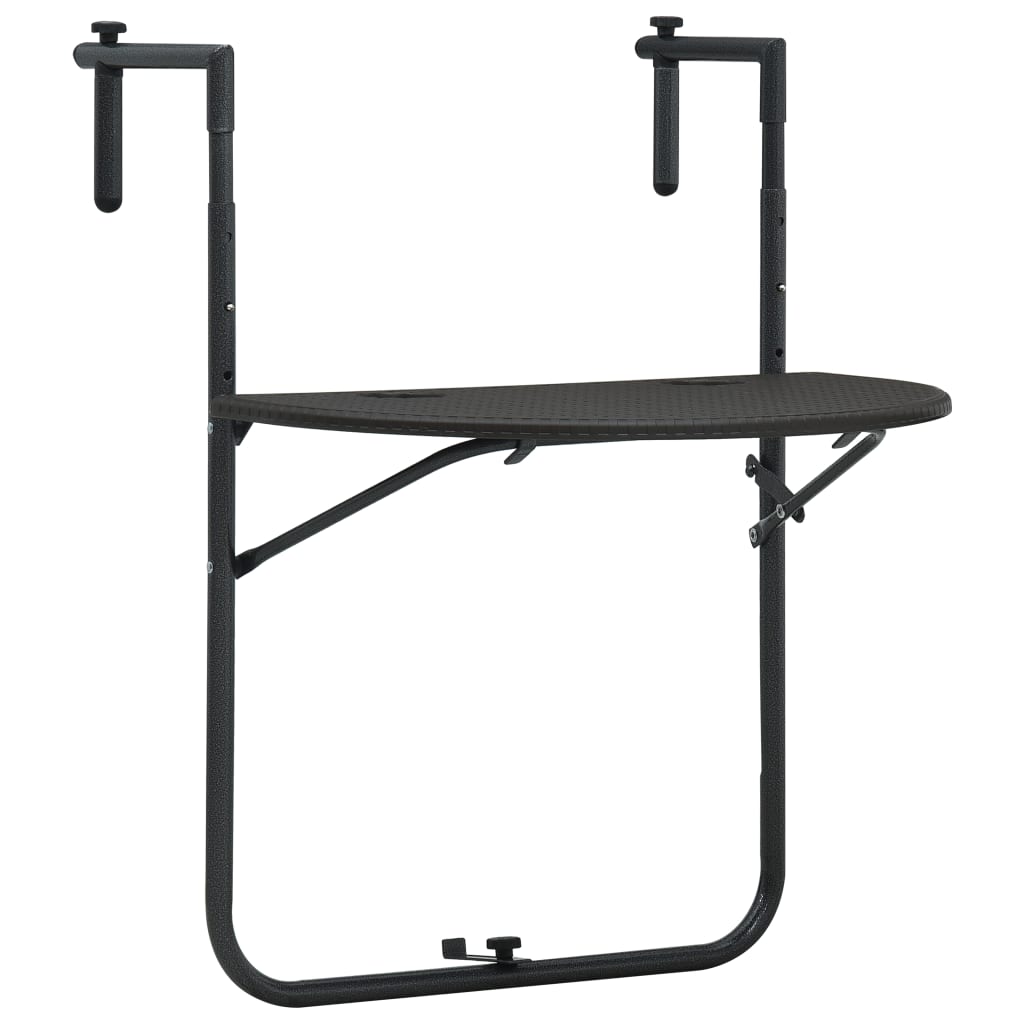 Balkonhängetisch Braun 60x64x83,5 cm Kunststoff Rattanoptik